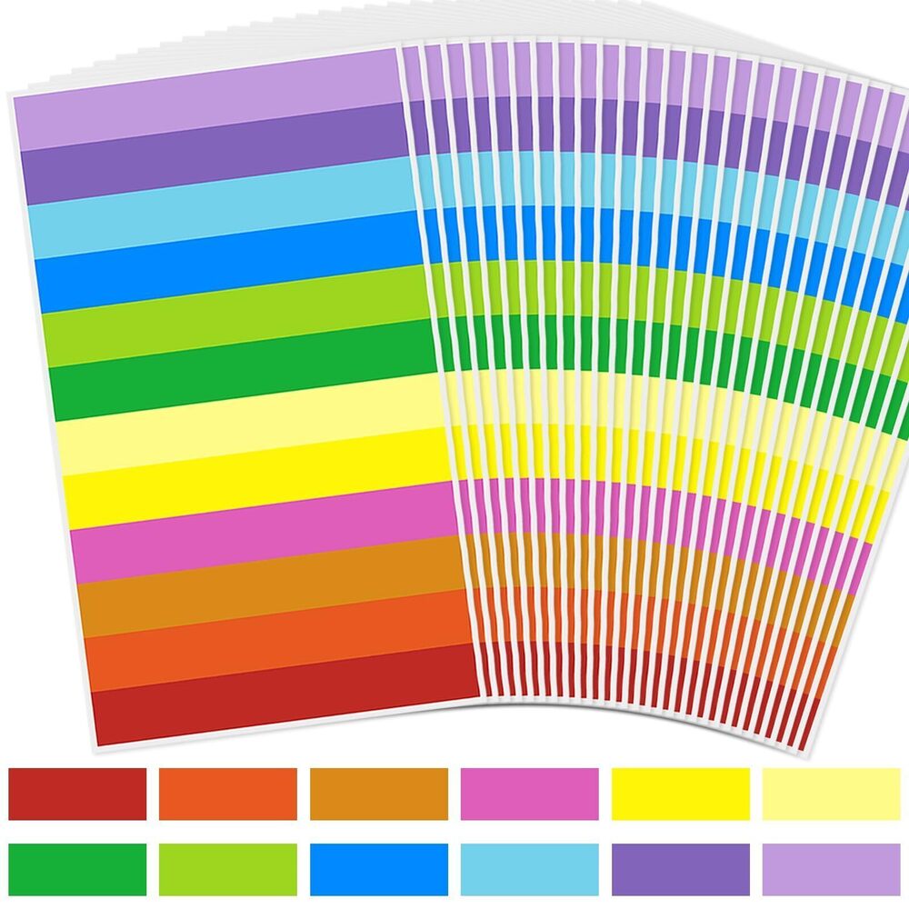 6529 480Pcs Colored Label Stickers in 12 Colors, Rectangular Color-Coding